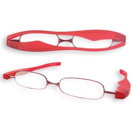 PodReader Smart ポッドリーダースマート ブルーライトカット ケース付 リーディンググラス 折りたたみ 携帯 軽量 (+1.0, レッド)