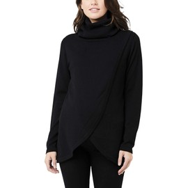 Ripe Maternity Women's Cowl Neck Nursing Knit, Black, M