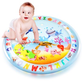 wlertcop Inflatable Tummy Time Water Mat for Babies, Sensory Playmat for Early Development, Activity Toy for Newborns 3-24 Months(65CM)