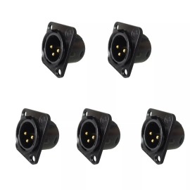 Unbranded 5pcs XLR 3Pin Male panel mount chassis, Fine black nickel plated housing