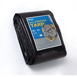 GUARD SHIELD Tarps Heavy Duty Waterproof 20x20 Feet Black Poly Tarp Cover Square Outdoor Thick UV Resistant Tarpaulin with Grommets 10mil