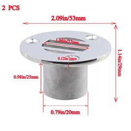 KUMGROT 2 Pcs Silver 53x29mm 316 Stainless Steel Marine Deck Floor Drain for Yacht Deck Drain Cover Accessories