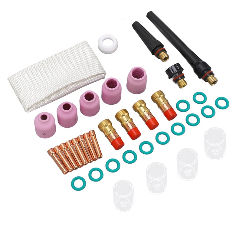 38Pcs TIG Welding Accessory Set Ceramic Nozzle Glass Cup Connector