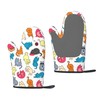 Cute Cat Oven Mitts 2pcs Set, Kitchen Grill Glove Heat