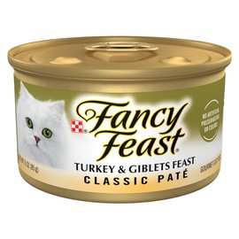 Purina Fancy Feast Pate Turkey and Giblets Feast Classic Grain Free Wet Cat Food Pate - (Pack of 24) 3 oz. Cans
