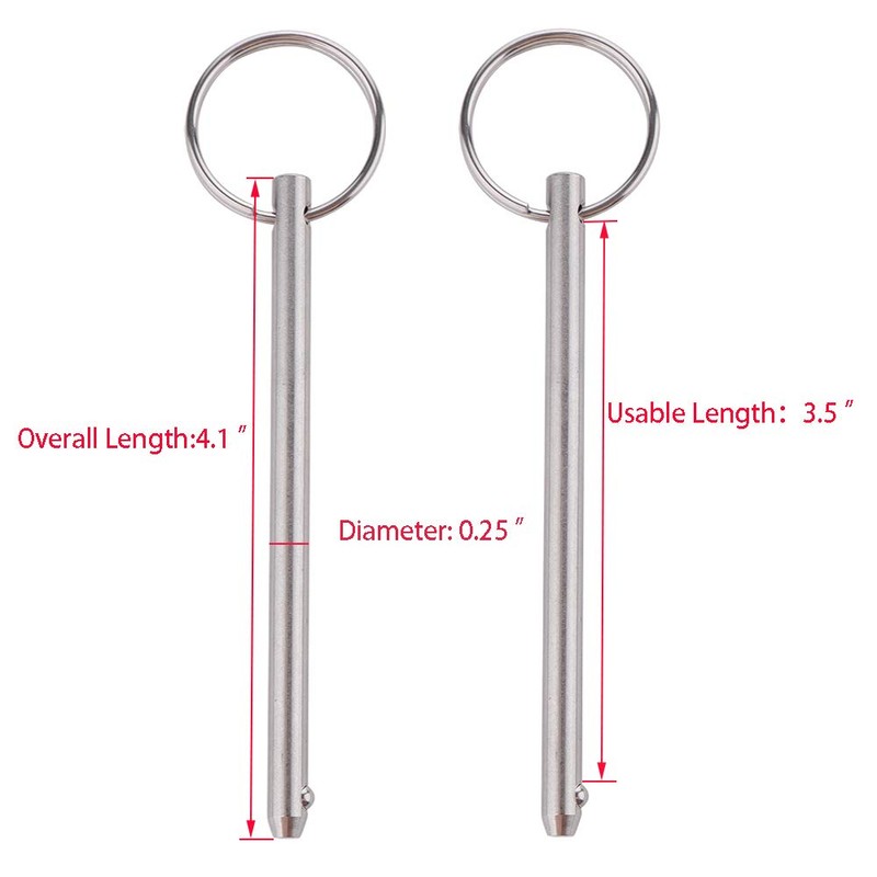 4 Pack Quick Release Pin, Diameter 1/4"(6.3mm), Overall Length 4.1"(105mm),