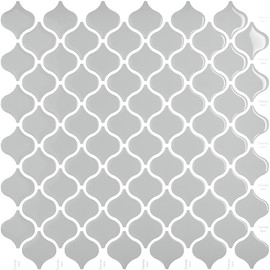 Dream Sticker MOR-N04 Mosaic Tile Stickers for Rentals (Use with Master), Waterproof, Heat Resistant, 248°F (120°C), Kitchen, Washroom, Wallpaper, Remake Sheet, DIY, Moroccan, Large, 10.6 x 10.6 inches (27 x 27 cm), Gray x White, 1 Sheet)