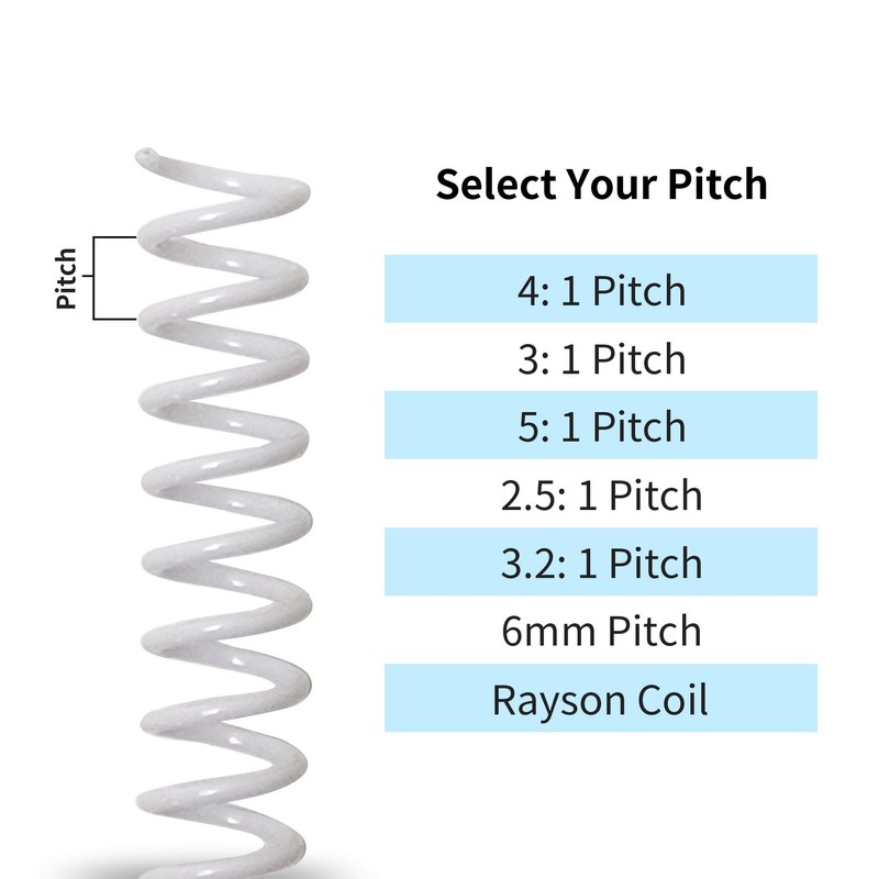 Rayson 5/8" Plastic Spiral Binding Coil, 140 Sheet Capacity, 4:1