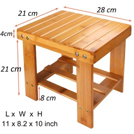 STARVAST Small Bamboo Step Stool for Kids, 10 inch High Multi-functional Wooden Stool Seat Foot Rest Ideal for Entryway Foyer Hallway Garden