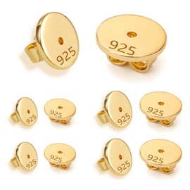 ASH'S CHOICE Sterling Silver 925 Clasps for Stud Earrings, Pack of 8 Silver Gold Stud Earrings Stopper Ear Stoppers Clasps Safe Replacement for Posts, Butterfly Clasps, Sterling Silver