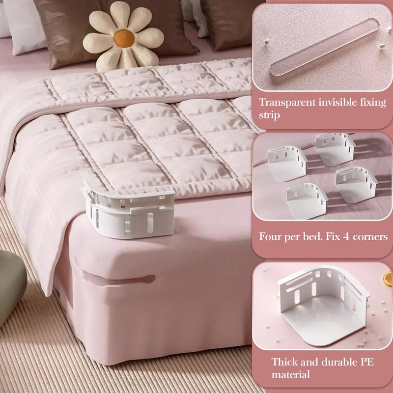 AUOQZ 8Pcs Bed Sheet Holder with Lock Strips, Mattress Bedding