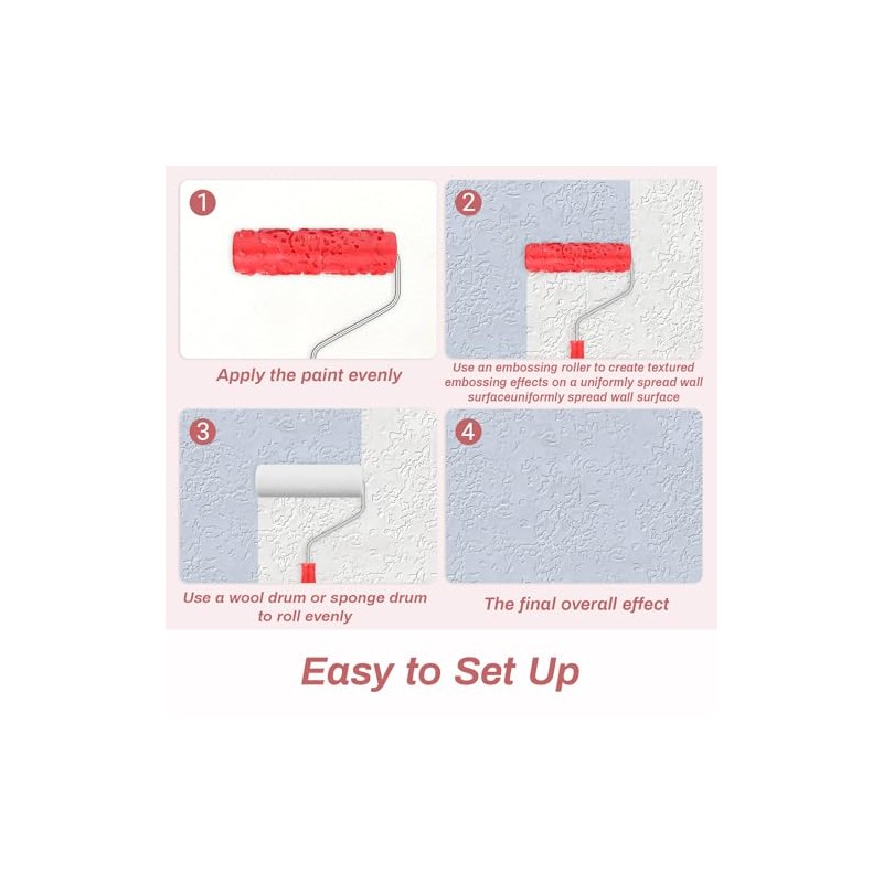 2pcs 7'' Texture Roller Sleeve Wall Texture Stencil Brush Pattern