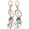 2PCS Cute Octopus Crystal Rhinestones Keychain Animal Keyring Car &