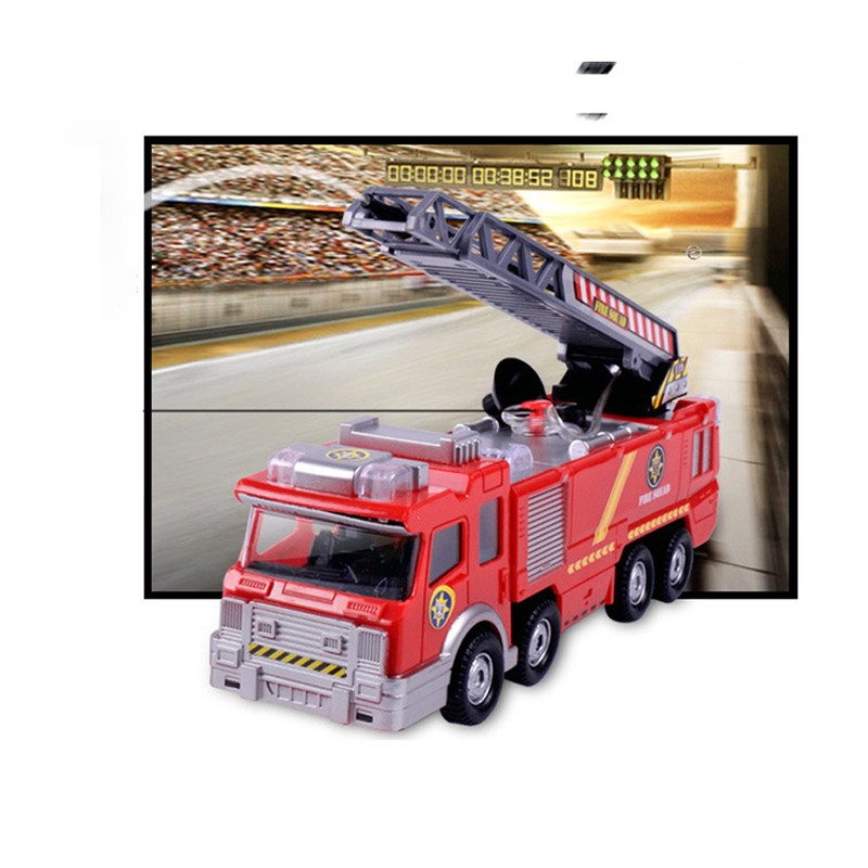 Mini Simulation Aerial Ladder Truck Model Vehicle Fire Fighting Car