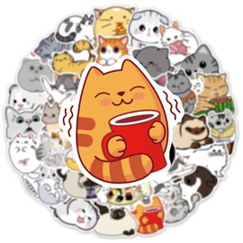 50 Cute Cat Stickers Cute Cat Stickers Stylish Cute Cartoon Cat Stickers Waterproof Stickers Cute Moe Toy Stickers DIY Diary Calendar Album Decoration Scrapbook Planner Journal Stationery Guitar