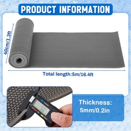 Tinideya 1.3 ft X16.4 ft Non Slip Drainage Mat Anti Slip Pool Floor Mat 0.2'' Thick Outdoor Indoor Doormat PVC with Holes Grease Resistant for Bathroom Garage Basement Backyard Commercial Kitche, Grey