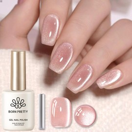 Born Pretty Magnetic Gel Nail Polish Cat Magnetic Eye Gel Polish Crystal Transparent Auroras Nail Gel for Salon Home DIY Manicure Use