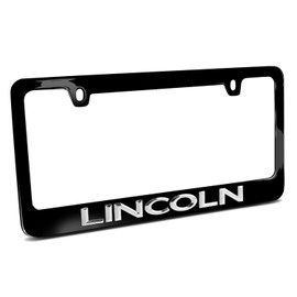 iPick Image for - Lincoln 3D Chrome Emblem on Black Metal License Plate Frame,