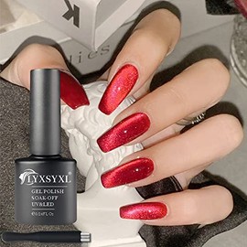 LYXSYXL 7ml Crystal Cat Eye Gel Nail Polish Magnetic Nail Polish Set Bright Silver UV Gel Polish Shiny Diamond Glitter Gel with Magnet Stick 64