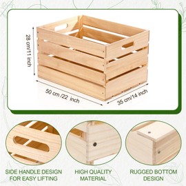Weysat 3 Pack Large Wood Crates Box for Storage Unassembled 20 x 14 x 11'' Wooden Milk Crates with Handles Decorative Nesting Box for Display Unfinished Rustic Decor DIY Office Home Retail Art Craft