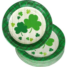 Iconikal Disposable St. Patrick's Day Paper Dessert Party Plate, Everyone's Irish Shamrock, 36-Count | Iconikal