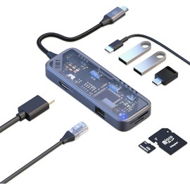 MicroPack Estación de acoplamiento USB C 6 en 1, 4K60Hz HDMI, 2 USB 3.2 Gen1 5Gbps, lector de tarjetas SDTF, carga PD de 100W, adaptador multipuerto