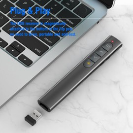 Presentation Clicker Wireless Slide Remote for Powerpoint PPT Slideshow, USB Presenter Pointer Advancer for Office Classroom Laptop/Computer/Mac Red Light