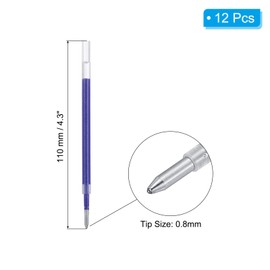 PATIKIL Gel Pen Refills, 12 Pcs 0.8mm Medium Point Glitter Coloring Gel Ink Pen Replace Refills for Retractable Click Pens Writing Drawing Doodling Office Study Classroom Supplies, Blue