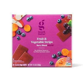 Fruit and Vegetable Strips Berry Blend Leathers Healthy Snack Made with Real Fruit Puree Concentrate Good and Gather 25 Strips (Fruit and Vegetable Berry Blend) - SET OF 5