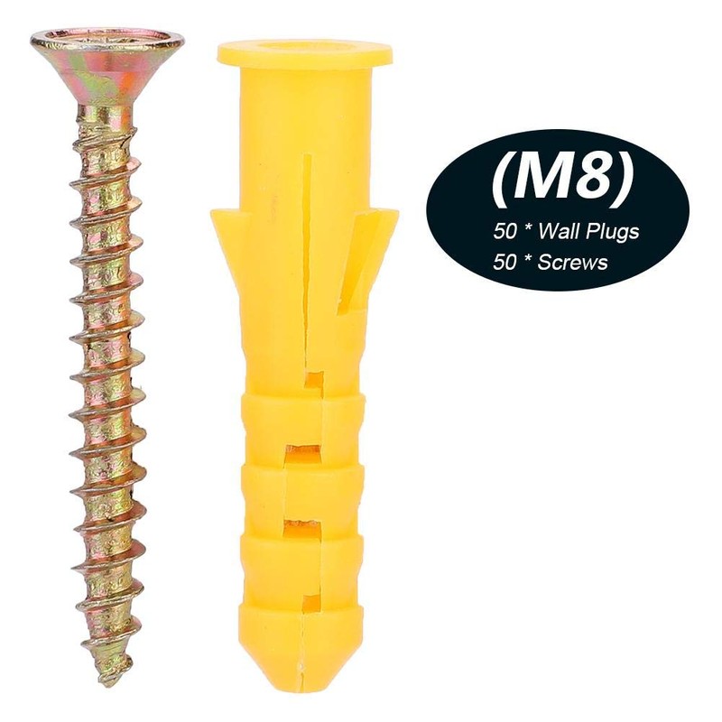 Plastic Expansion Wall Plug Screw Fixings + Self-Tapping Screws Fastener