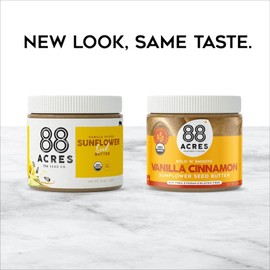 88 Acres Organic Sunflower Seed Butter | Vanilla Cinnamon | Keto-Friendly, Vegan, Gluten Free, Dairy Free, Nut-Free Non GMO Seed Butter Spread | 2 Pack, 14 oz