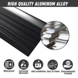 Heainaiyoo Metal Floor Transition Strip, Aluminum Threshold for Doorways, for Gap from 0.4″to 1.6″, for Doorways Tile Wood Vinyl Laminates, Size 36in x 4in x 1.32 in (Black, 3pack)