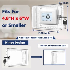 Gedreew 3 PCS Large Thermostat Lock Box Cover with Key, Clear Thermostat Cover with Lock Compatible With Honeywell Thermostat On Wall, AC Lock Box Cover with Key Fits Thermostats 5"H x 6" W or Smaller
