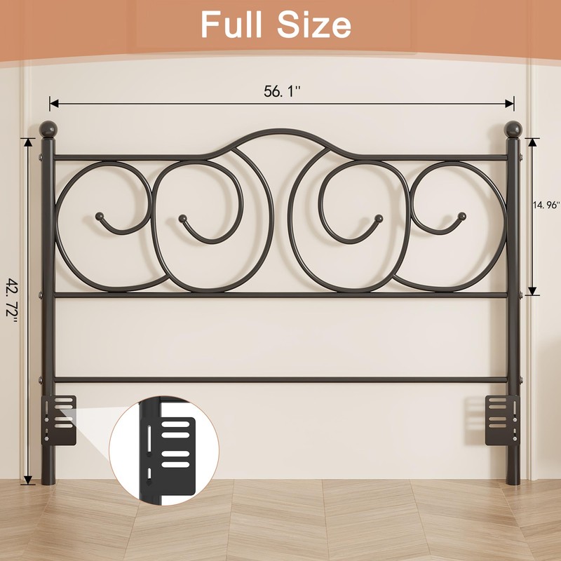 VECELO Metal Full Size Headboard, Heavy Duty Curved Headboard Only