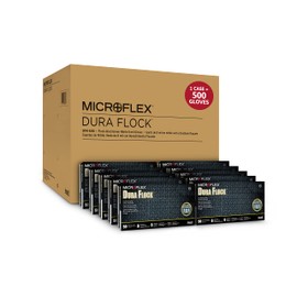 Microflex Dura Flock DFK-608 Thick 11mil Nitrile Gloves w/ Flock Lining for Automotive, Aftermarket, Machinery - XX-Large, Green (Case of 500)