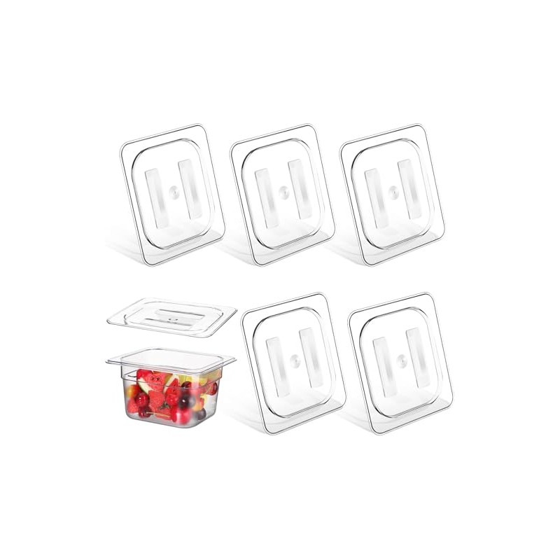 Polycarbonate Food Pan Lids, 5 Pcs 1/6 Size Clear Hotel