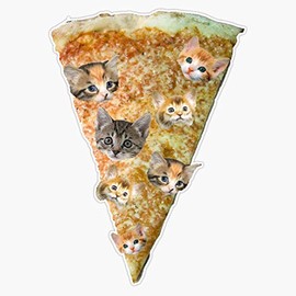 Cat Pizza Sticker Vinyl Waterproof Sticker Decal Car Laptop Wall Window Bumper Sticker 5"