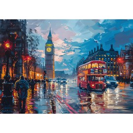 MEIYUDA London City View Diamond Painting, 5D Diamond Painting for Adults and Children, DIY Set, Adult Diamond Painting Pictures, DIY Craft Painting Kits for Home, Wall Decor, 40 x 30 cm