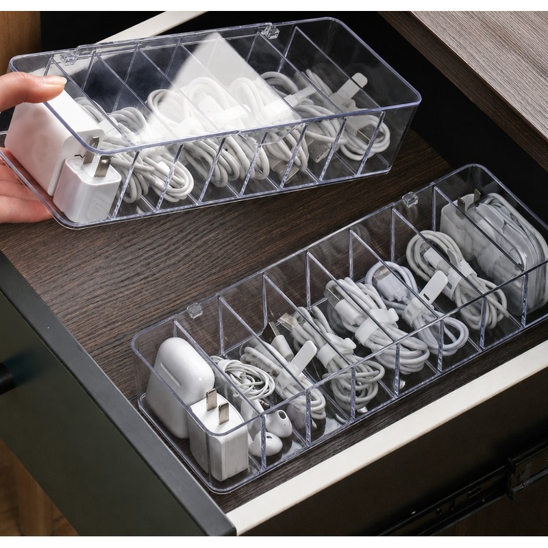 Transparent Cable Storage Box – Clear Cord, Charger & Small
