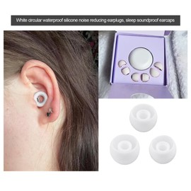 ECSiNG 4 Pairs Ear Plugs for Sleeping Noise Reduction Hearing Protection Soft Silicone Ear Tips Reusable Washable XS/S/M/L 25-28dB Noise Cancelling White