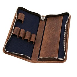Alassio 2648 Pen Case for 3 Writing Instruments, Leather Case for Pens, Ballpoint Pens or Fountain Pens, Leather Case with Closure, Leather Writing Instrument Case, Pen Case Approx. 17.5 x 8 x 2.5 cm,