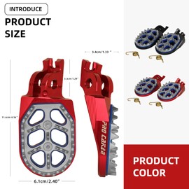 PRO CAKEN CNC Dirt Bike Double-deck Footpegs Rest Pedal Foot Pegs for CR125 250 02-08 CRF150R 07-18 CRF250 450R 04-18 CRF250 450X 05-18