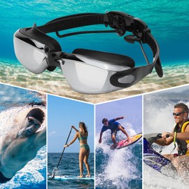 ESAVIA Nearsighted Swim Goggles -2.0D to -8.0D,Anti Fog Shortsighted Swimming Goggles with Clear Lens No Leaking/UV Protection (Newly Black, -5.5)