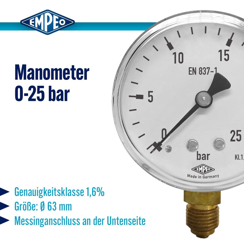 'Gauge NG63 0 25BAR, G1/4 Bottom