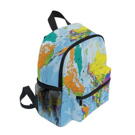 ALAZA World Map Toddler Backpack for Boys Girls,Kid Backpack with Chest Clip and Name Tag,M