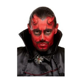 Smiffys Make-Up FX, Devil Kit, Aqua, Red & Black, Facepaints, Horns, Sponge & Applicator