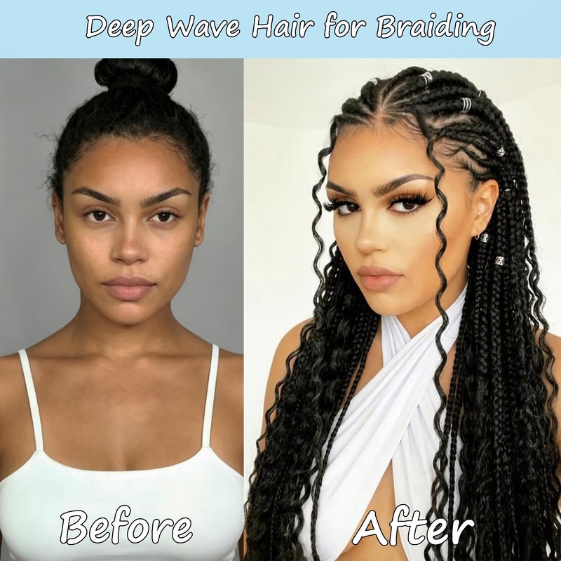 Boho Hair for Braiding 18 Inch Curly Crochet Hair Deep