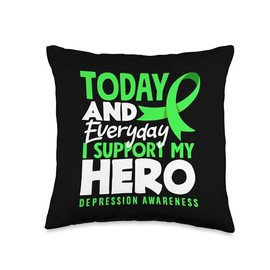 Today And Every Day I Support My Hero Depression Awareness Throw Pillow