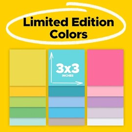 Post-it Super Sticky Notes, colección de colores de edición limitada, 3 x 3 pulgadas, 15 almohadillas para orejas por paquete, 45 hojas por bloc