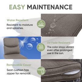 moosprr Outdoor Chair Cushion Set, 25 x 22 Deep Seat Cushion, Patio Chair Cushions for Outdoor, Include 1 Seat Cushion and 1 Back Cushion, Gray